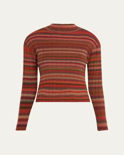 Re/done Ribbed Mock Neck Pullover Fire Combo