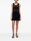 Re/done Striped Crochet Mesh Dress In Black