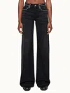 RE/DONE STUDDED MID RISE WIDE LEG JEANS IN CRAFTED BLACK