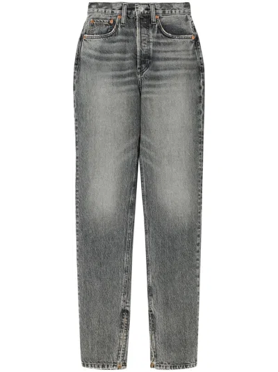 Re/done Super High Drainpipe Jeans In Grau