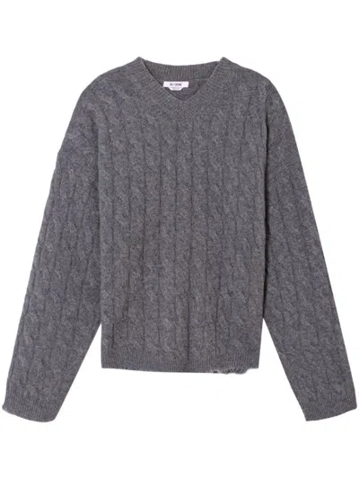 Re/done Cable-knit Cashmere Sweater In Grey