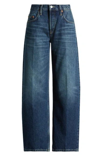 Re/done Tapered Wide Leg Jeans In Whiskey Indigo