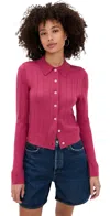 Re/done The Caroline Rib Cardigan Raspberry