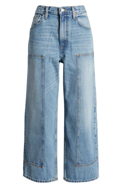 Re/done The Shortie Crop Wide Leg Organic Cotton Jeans In Hacienda