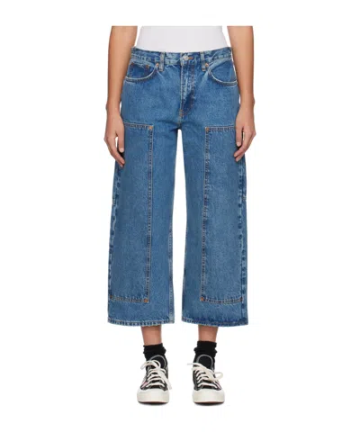 Re/done The Shortie Mid-rise Cropped Jeans In Blue