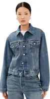 Re/done The Mel Trucker Jacket Aged Stone Blue In Aged Stone Blue