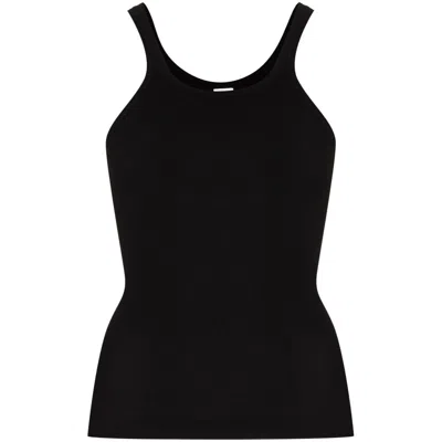 Re/done Ribbed-knit Cotton Tank Top In Black