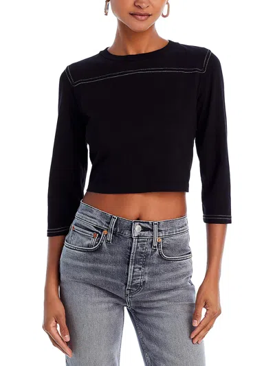 Re/done Varsity Womens Crewneck Long Sleeve Cropped In Multi