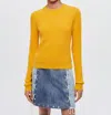 Re/done Waffle Slim Pullover Sweater In Clementine In Multi