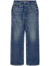 Re/done Whiskered High-rise Straight Jeans In Blue