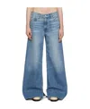 Re/done Whiskering-effect Low-rise Wide-leg Jeans In Blue