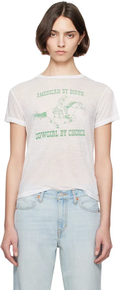 Re/done White Classic Burnout 'cowgirl' T-shirt In Optic White