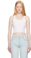 Re/done White Hanes Edition Cropped Ribbed Tank Top