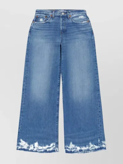 Re/done Wide Leg Denim Trousers In Blue
