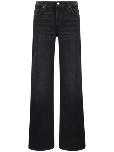 Re/done Logo-patch Wide-leg Jeans In Blue