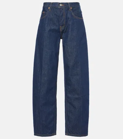 Re/done High-rise Tapered Jeans In Dark Denim