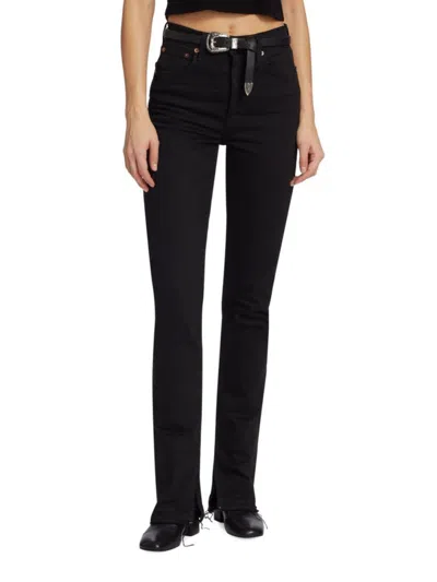 Re/done Women's 70's High-rise Boot-cut Jeans In Black