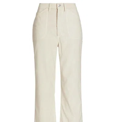 Re/done Women 70s Pocket Loose Flare Pants Corduroy In White