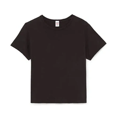 Re/done Women's Black Boxy Washed Black Short Sleeve Crew Neck T-shirt In Brown