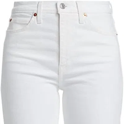 Re/done Women Crop Boot Cut 70's Denim High Rise Jeans In White