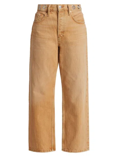 Re/done Women's High-rise Loose Crop Jeans In Grommet Desert Sand