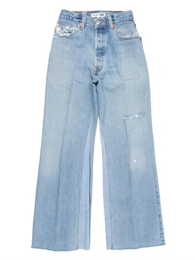 Re/done Women's High Rise Wide Leg Crop Jeans In Indigo In Blue