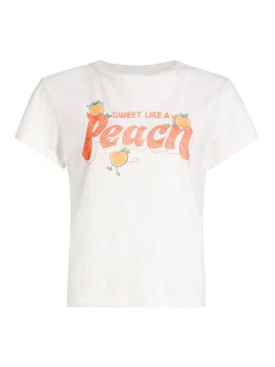 Re/done Women's Peach Crop T-shirt In Vintage White