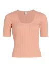 Re/done Women's Pointelle Cotton Top In Taffy