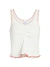 RE/DONE WOMEN'S SPORTY CONTRAST BABY RIB-KNIT CROP TANK