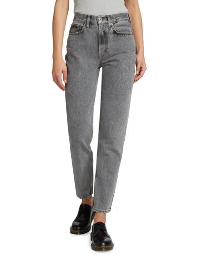 Re/done Taper High-rise Tapered Jeans In Grey