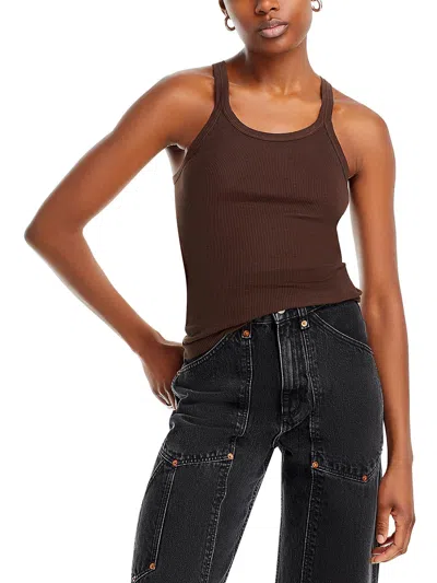 Re/done Womens Cotton Ribbed Tank Top In Brown