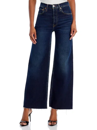 Re/done Cropped High-rise Wide-leg Jeans In Multi