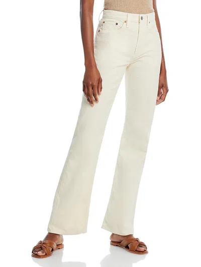 Re/done Womens High Rise Corduroy Wide Leg Jeans In White