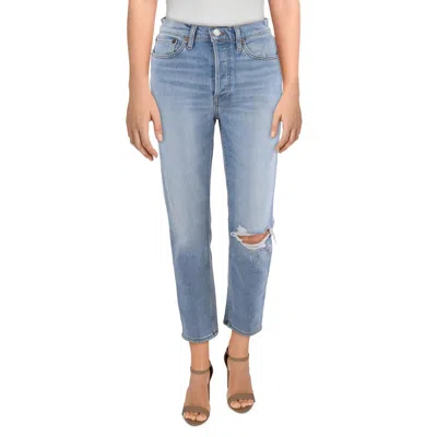 Re/done Womens High Rise Light Wash Ankle Jeans
