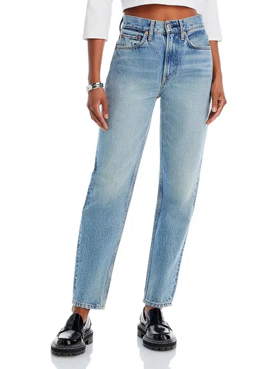 Re/done Womens High Rise Medium Wash Tapered Leg Jeans In Blue