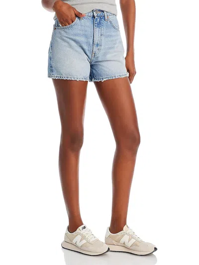 Re/done Womens Mini Distressed Denim Shorts In Blue