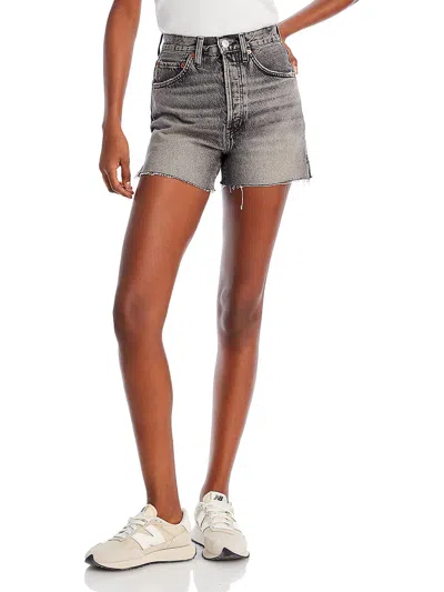 Re/done Womens Mini Faded Denim Shorts In Gray