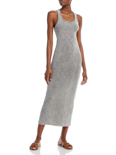 Re/done Womens Ribbed Ribbed Knit Maxi Dress In Gray