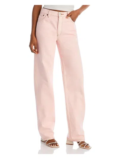 Re/done Womens Solid Denim Wide Leg Jeans In Pink