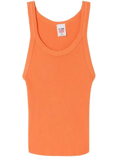 Re/done X Hanes Cropped Ribbed Tank Top In Orange