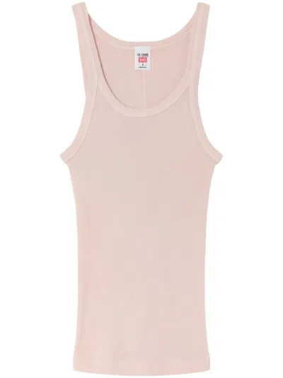 Re/done X Hanes Ribbed Tank Top In Pink