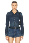 Re/done X Pam Anderson Fitted Denim Shirt In Vista Bay