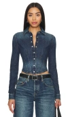 Re/done X Pam Anderson Fitted Denim Shirt In Vista Bay