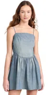 Re/done + Net Sustain + Pamela Anderson Organic Cotton-chambray Mini Dress In Paradise Cove