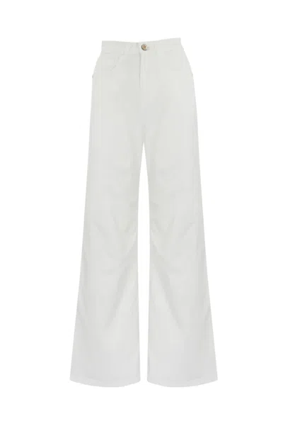 Re-hash Avril Trousers In White Denim In Bianco