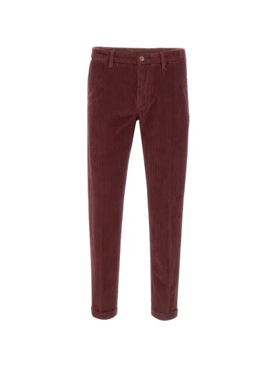 Re-hash Corduroy Turn-up Trousers In Burgundy