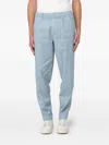 Re-hash Elastic-waist Welt-pockets Trousers In Blue