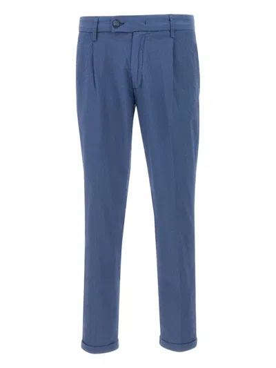 Re-hash Pleated-front Cotton-blend Trousers In Blue