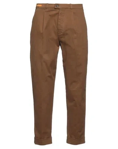 RE-HASH RE_HASH MAN PANTS BROWN SIZE 35 COTTON, ELASTANE