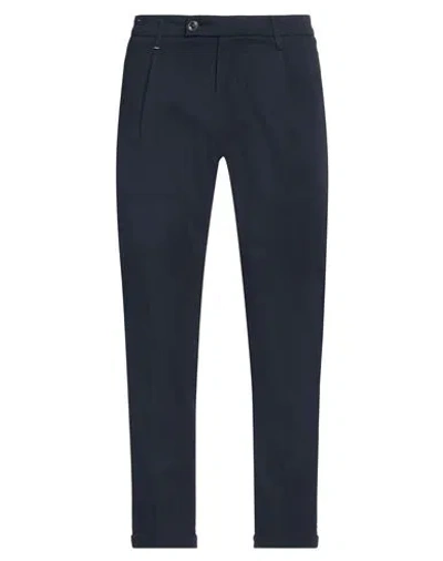 Re-hash Re_hash Man Pants Navy Size 33 Cotton, Elastane In Navy Blue